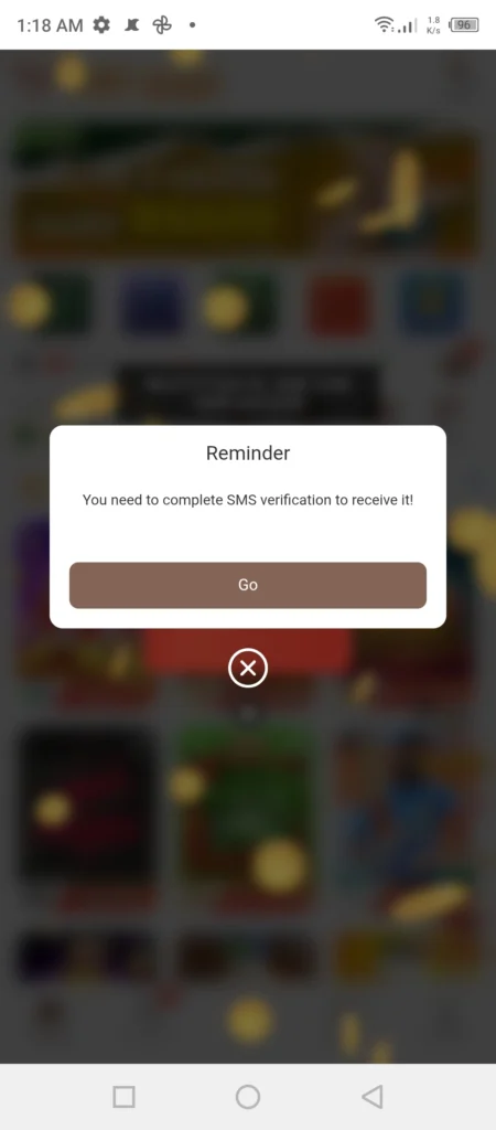 Y777 Game APK SMS Verification issue