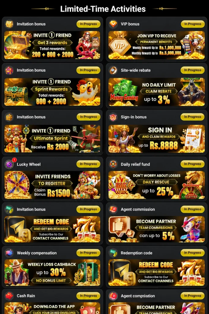 3R3R Game referral bonus Pakistan limited time activities showing VIP bonus Rs5,000,000 weekly compensation 30% and lucky wheel 1500