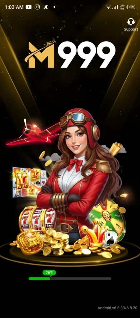 M999 Aviator Game Pakistan official app home screen