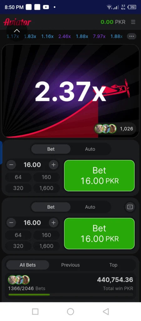 ISB15 Aviator Game Pakistan gameplay screen with live multiplier